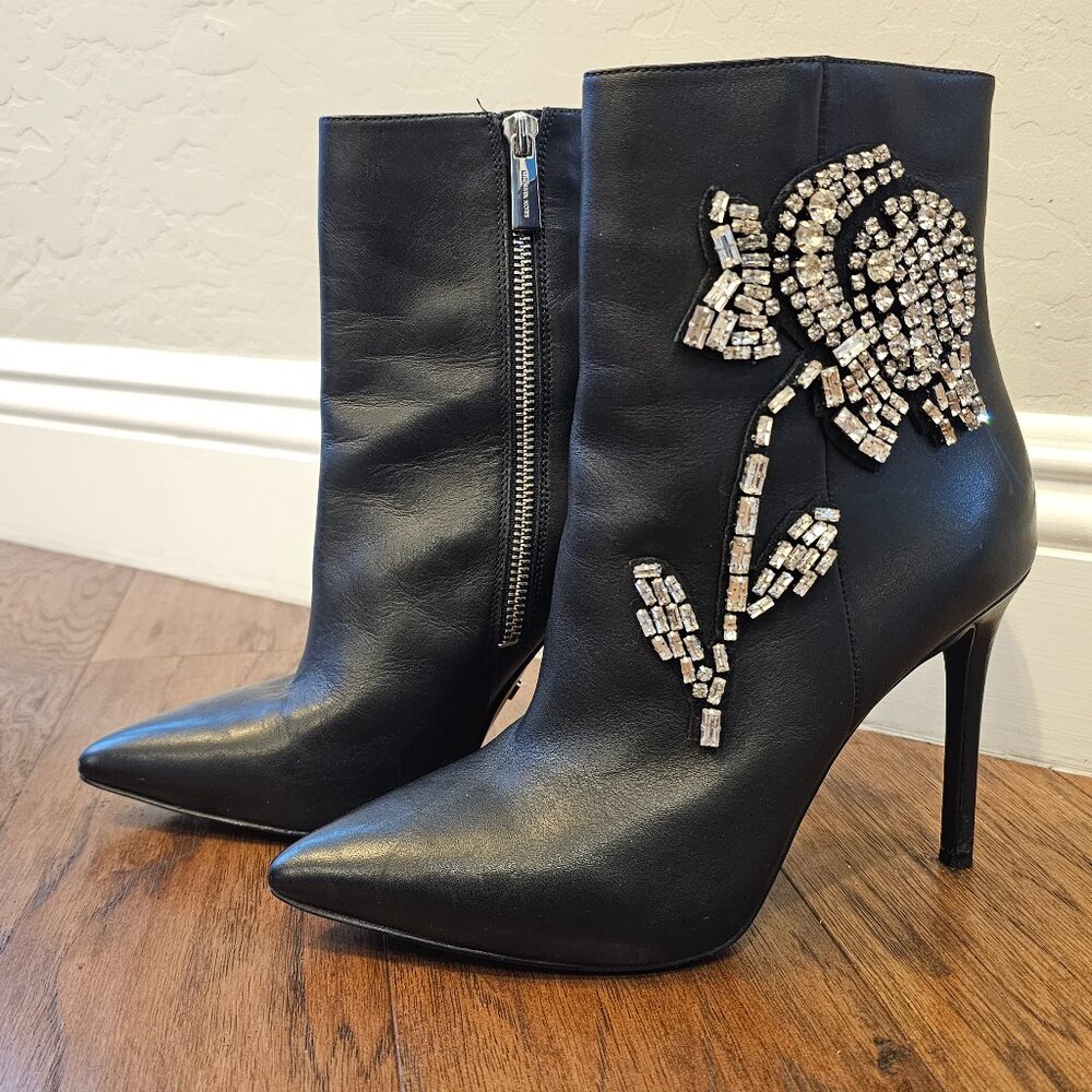 Michael Kors MK Viera Black Leather Ankle Short Boots sz 7M